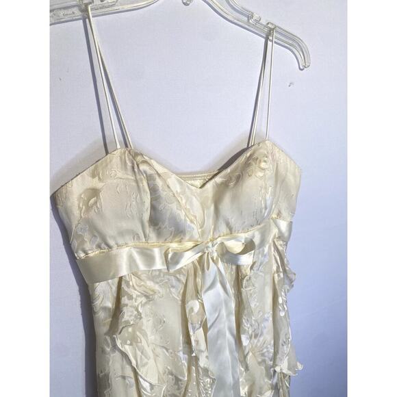 Vintage Betsy & Adam by Linda Bernell Cream Silk Floral Ruffle Formal Dress - Picture 2 of 9